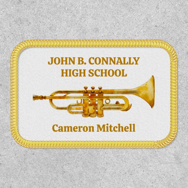 Trumpet Player High School Band Gold Personalized Patch (Front)