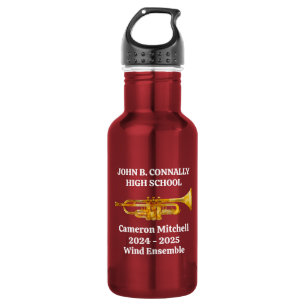 Trumpet Player High School Band Gold Personalized Stainless Steel Water Bottle