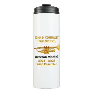 Trumpet Player High School Band Gold Personalized Thermal Tumbler