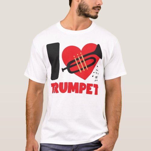 Trumpet Player I Love Trumpet Heart T_Shirt