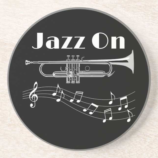 Trumpet Player Jazz On Drink Coaster (Front)