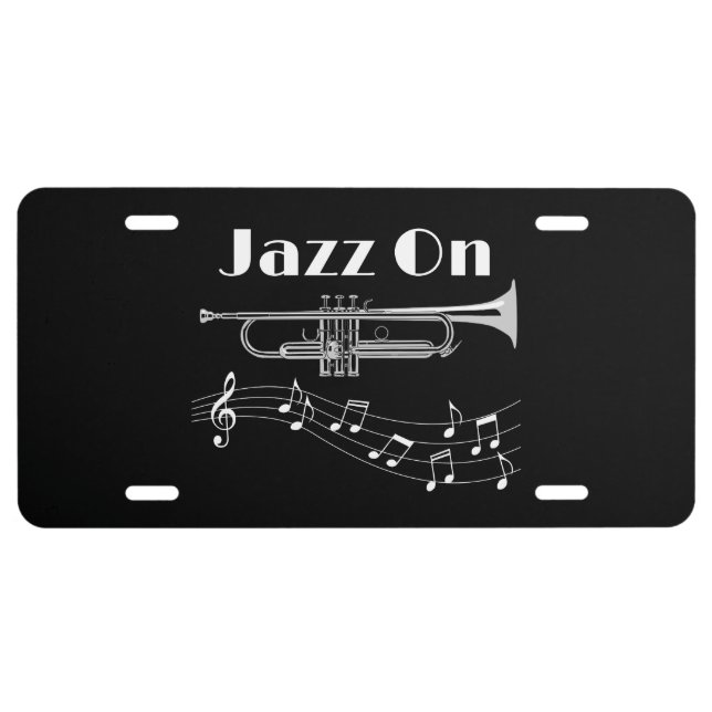 Trumpet Player Jazz On License Plate (Front)