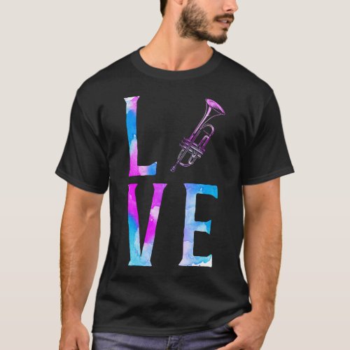 Trumpet Player Love Watercolor Vintage T_Shirt