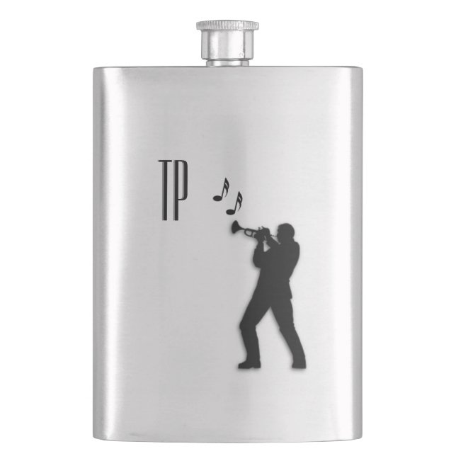 Trumpet Player Monogram Flask (Front)