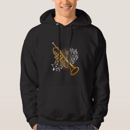 Trumpet Player Musical Notes Jazz Music Art Hoodie