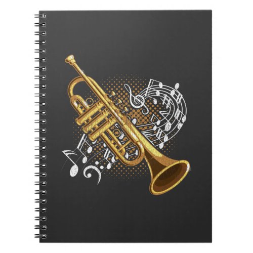 Trumpet Player Musical Notes Jazz Music Art Notebook