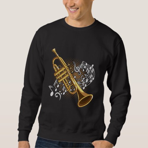 Trumpet Player Musical Notes Jazz Music Art Sweatshirt