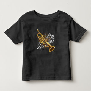 Trumpet Player Musical Notes Jazz Music Art Toddler T-shirt