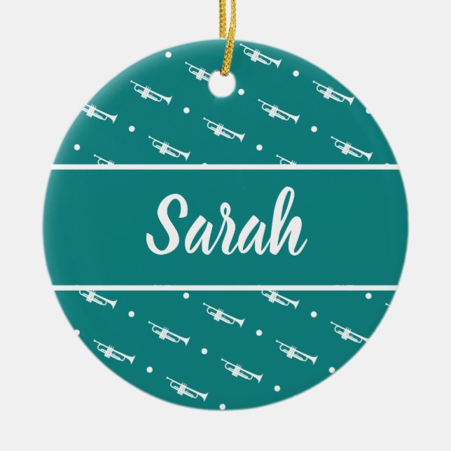 Trumpet Player Musician Gift Personalized Custom Ceramic Ornament (Front)