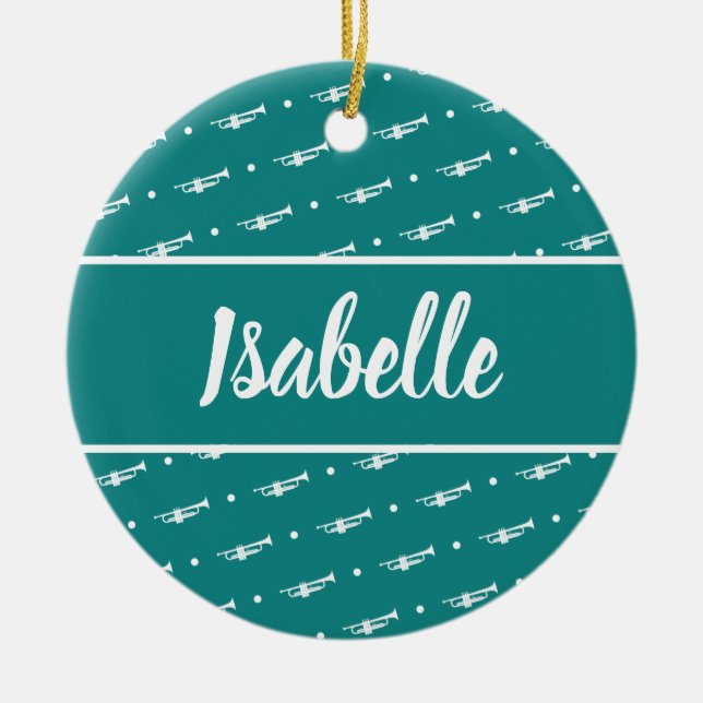 Trumpet Player Musician Gift Personalized Custom Ceramic Ornament (Front)