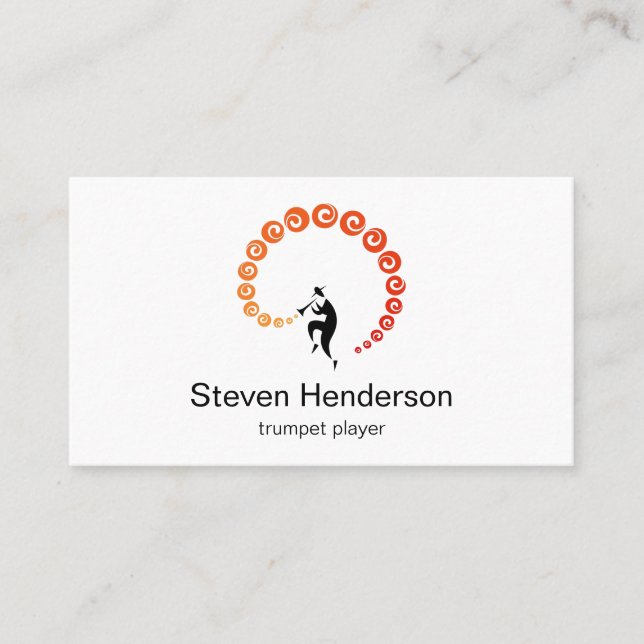 Trumpet Player Musician Minimalist Business Card (Front)