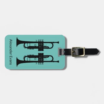 Trumpet Player Personalize Luggage Tag by BarbeeAnne at Zazzle