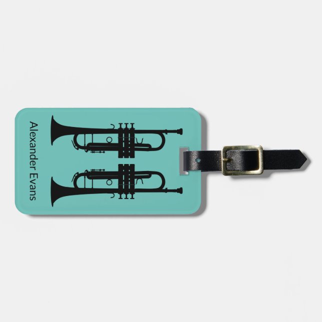 Trumpet Player Personalize Luggage Tag (Front Horizontal)