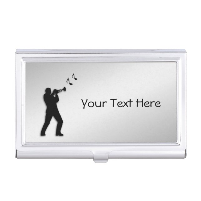 Trumpet Player Personalized Business Card Holder (Front)