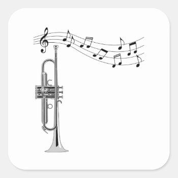 Trumpet Player Square Sticker by packratgraphics at Zazzle