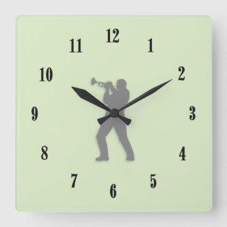 Trumpet Player Square Wall Clock