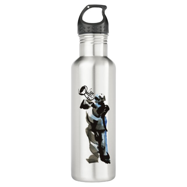 Trumpet Player Stainless Steel Water Bottle (Front)