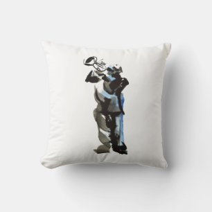 Trumpet Player Throw Pillow