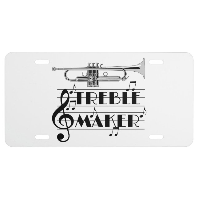 Trumpet Player Treble Maker License Plate (Front)