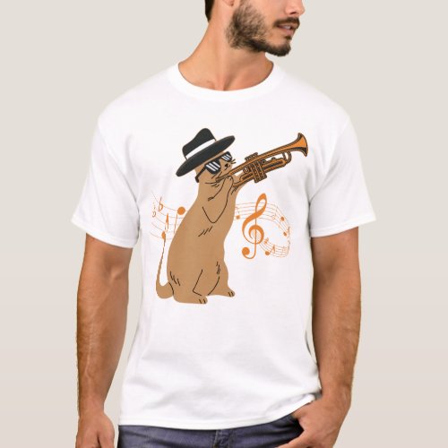 Trumpet Player Trumpet Cat Cat Jazz Vintage T_Shirt