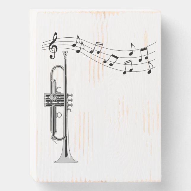 Trumpet Player Wooden Box Sign (Front Vertical)