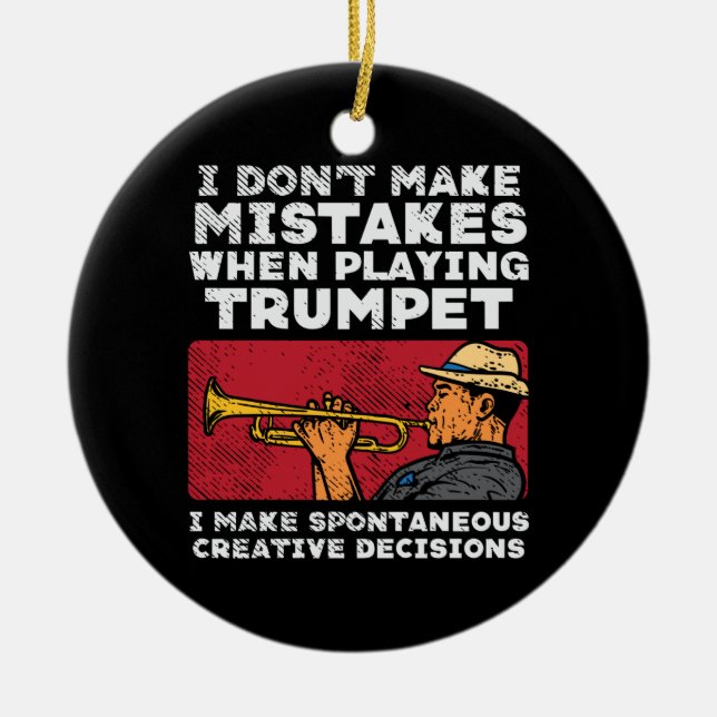 Trumpet - Playing A Trumpet Ceramic Ornament (Front)