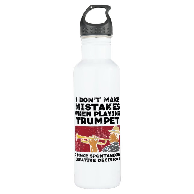 Trumpet - Playing A Trumpet Stainless Steel Water Bottle (Front)