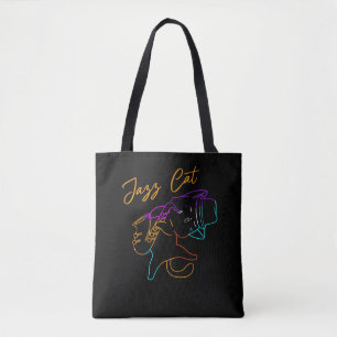 Trumpet Playing Cat Jazz Music Tote Bag
