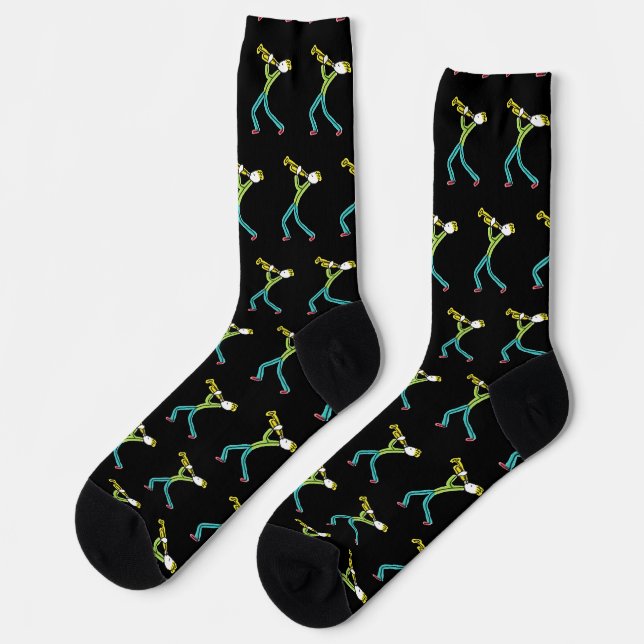 Trumpet Playing Stickman Socks (Left)
