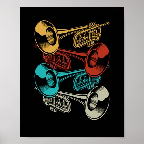 Trumpet Retro Instrument Band Musicians Poster