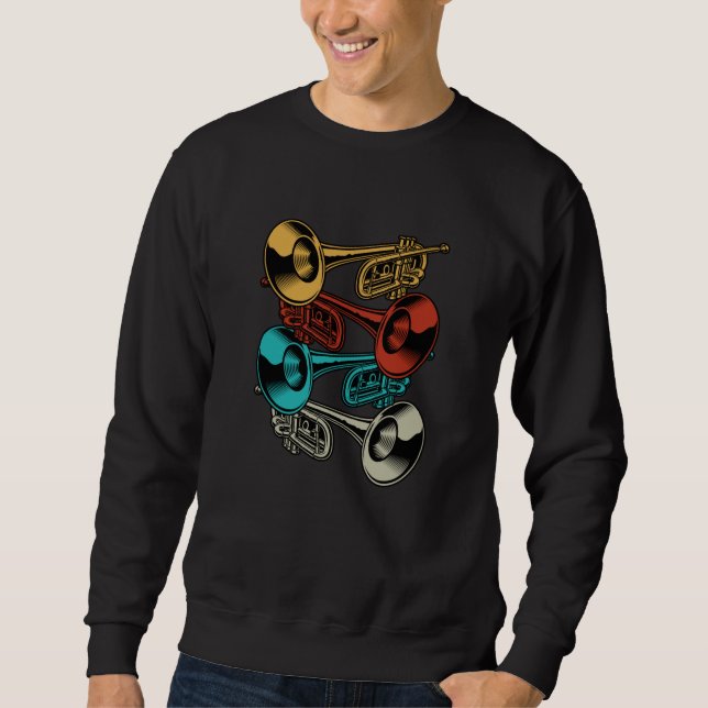 Trumpet Retro Instrument Band Musicians Sweatshirt (Front)