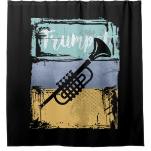 Trumpet Retro Style Music Shower Curtain