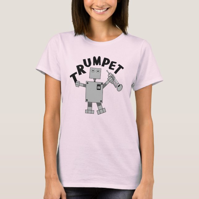 Trumpet Robot Text T-Shirt (Front)