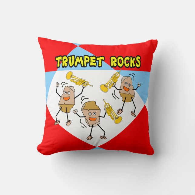 Trumpet Rocks Throw Pillow (Front)