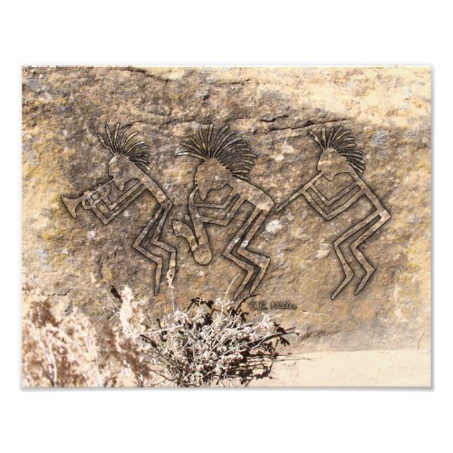 Trumpet Saxophone and Flute Player Petroglyph Photo Print