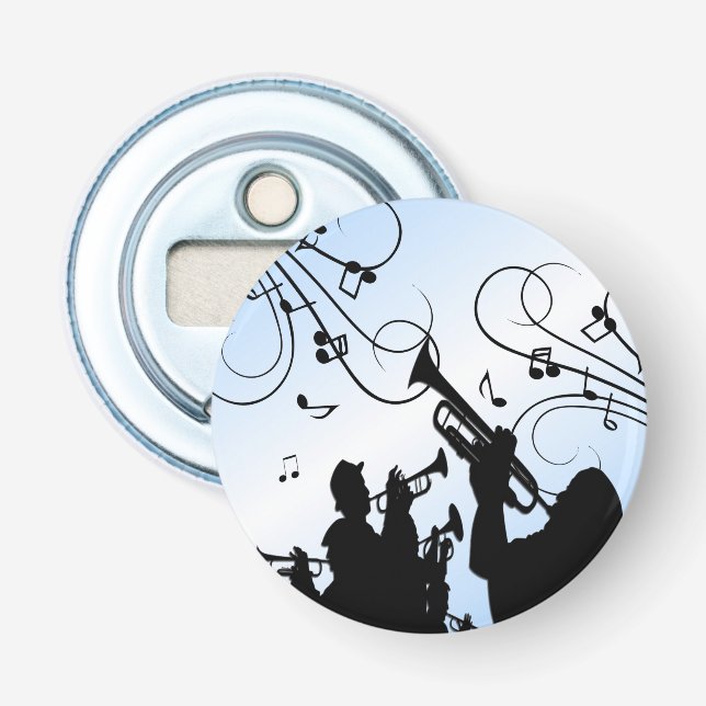 Trumpet Section Blue Music Bottle Opener (Front)