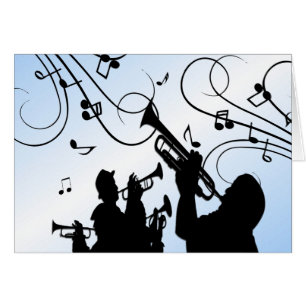 Trumpet Section Blue Music Cards