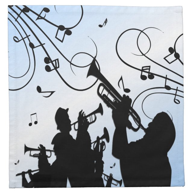 Trumpet Section Blue Music Cloth Napkin (Front)