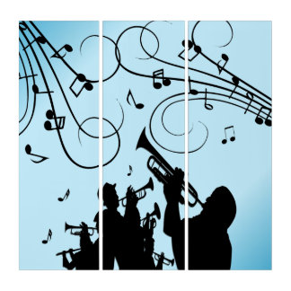 Trumpet Section Blue Music Design Triptych