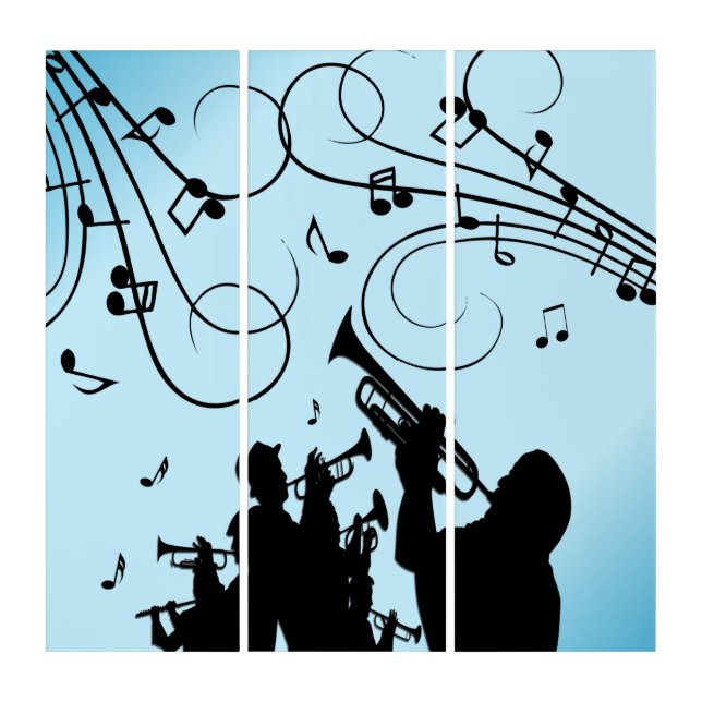 Trumpet Section Blue Music Design Triptych (Front)