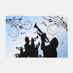 Trumpet Section Blue Music Doormat