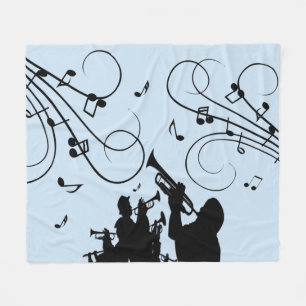 Trumpet Section Blue Music Fleece Blanket