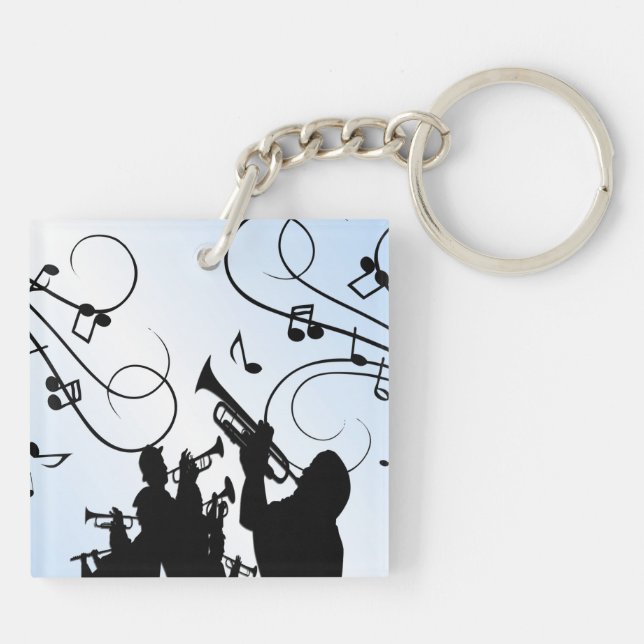 Trumpet Section Blue Music Keychain (Back)