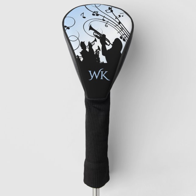 Trumpet Section Blue Music Monogram Jazz Golf Head Cover (Front)