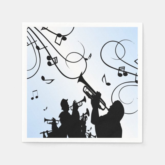 Trumpet Section Blue Music Napkins (Front)