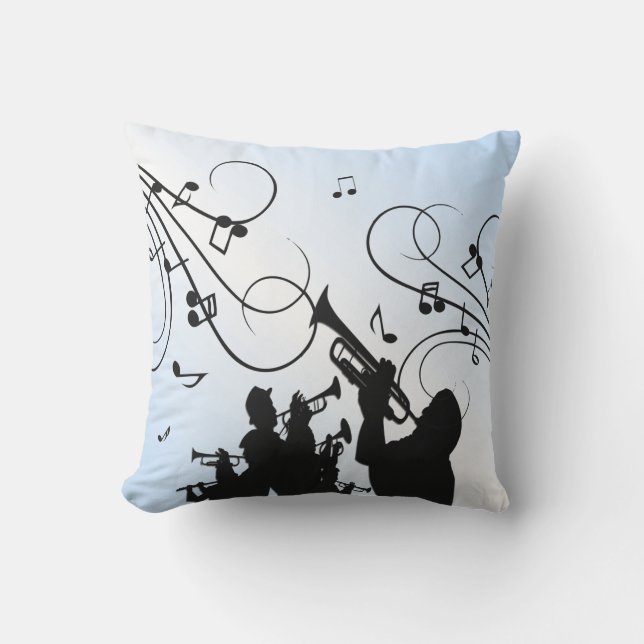 Trumpet Section Blue Music Outdoor Pillow (Front)