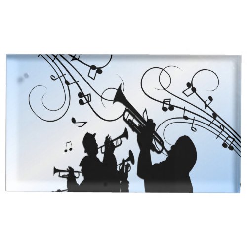 Trumpet Section Blue Music Place Card Holder