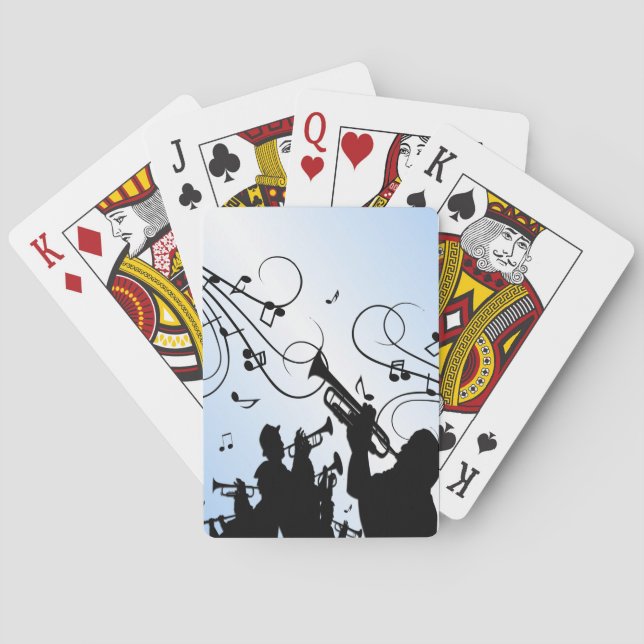 Trumpet Section Blue Music Poker Cards (Back)