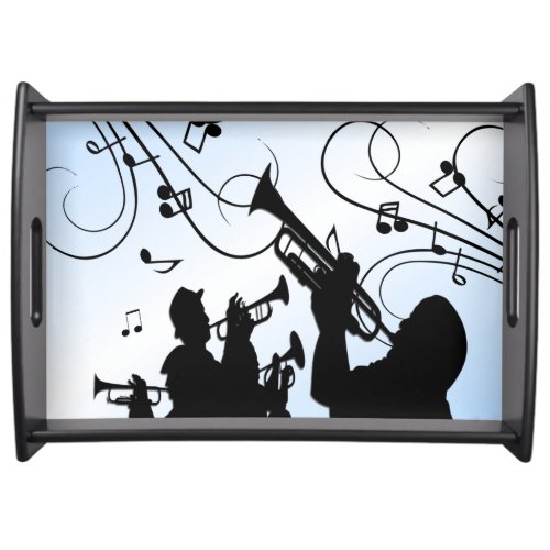 Trumpet Section Blue Music Serving Tray