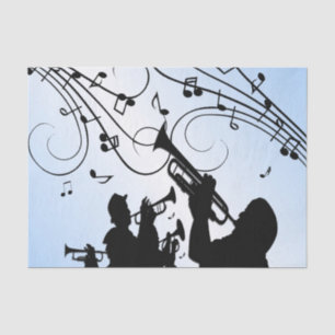 Trumpet Section Blue Music Tissue Paper